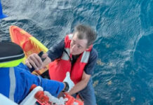 Cruise ship rescues men in kayak stranded at sea